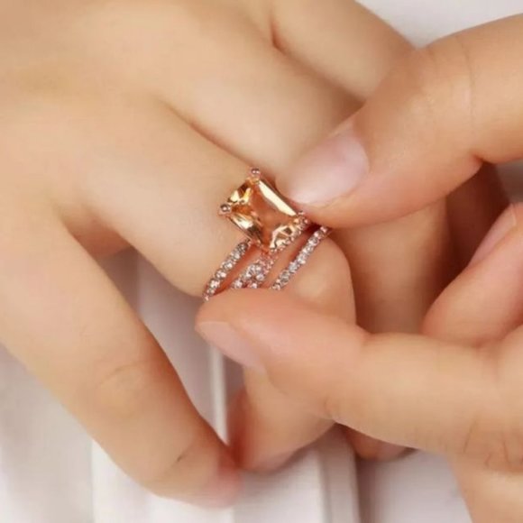 *NEW 18K Rose Gold Diamond Morganite Eternity Ring - Picture 2 of 3